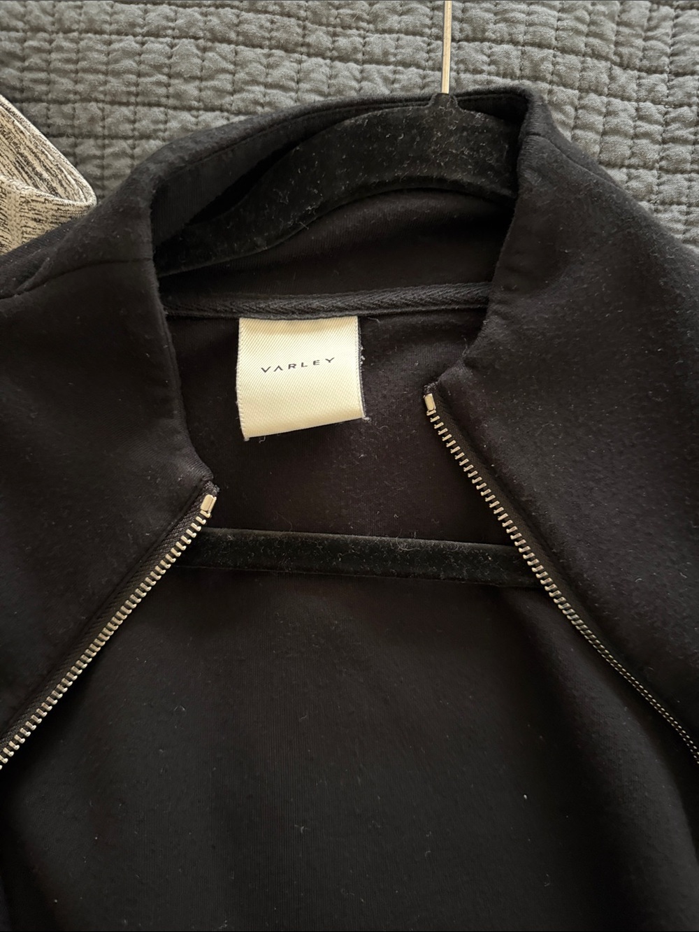 Varley Black Zip-Front fleece sweatshirt